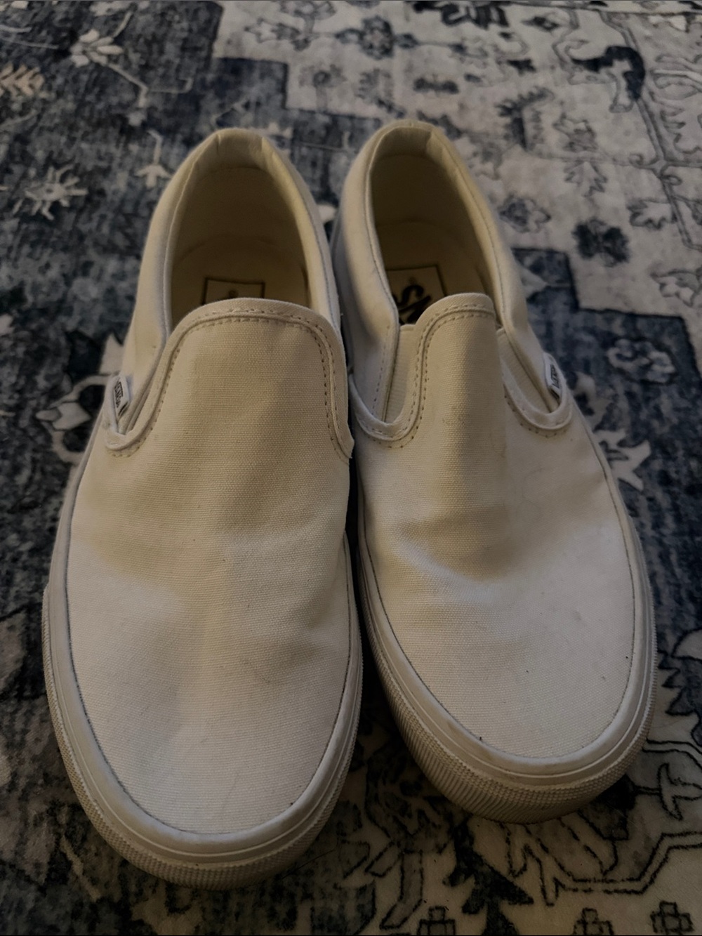 White Slip-On Canvas Vans Shoes